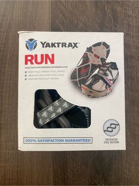 Yaktrax RUN Traction Ice/Snow Grips - Grey -Size Large-men 11.5-13.5/women 13-15